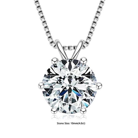 "Moissanite Solitaire Pendant – 925 Sterling Silver Necklace"